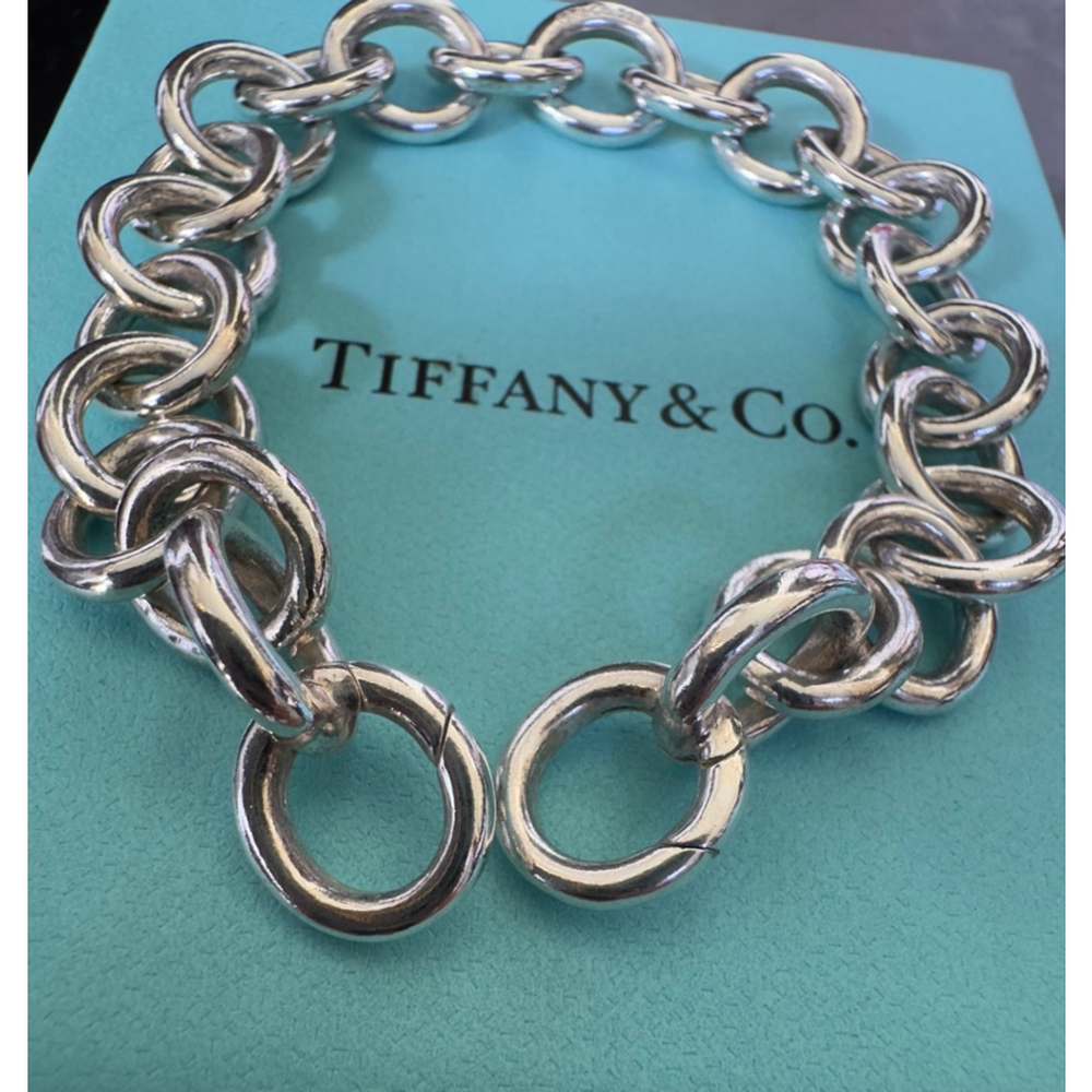 TIFFANY Co Sterling Silver Large Link Bracelet End Clasping Links 7.9” - Picture 2 of 5